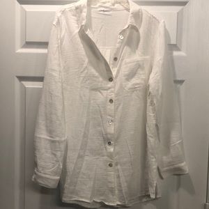 Carly Jean White Cotton Button Down